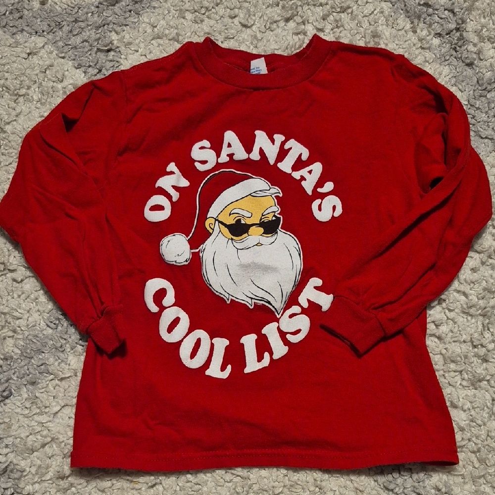 Red Kids Santa Graphic Long Sleeve Shirt